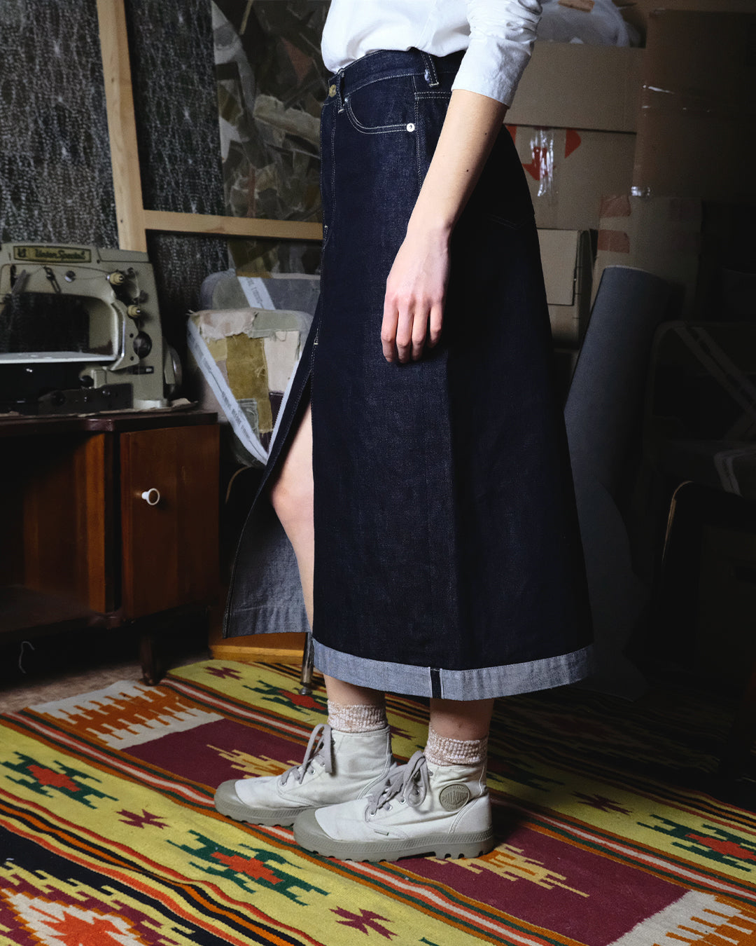 A-line Black Selvedge Skirt 18oz