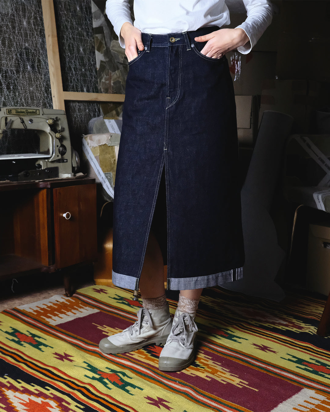 A-line Black Selvedge Skirt 18oz